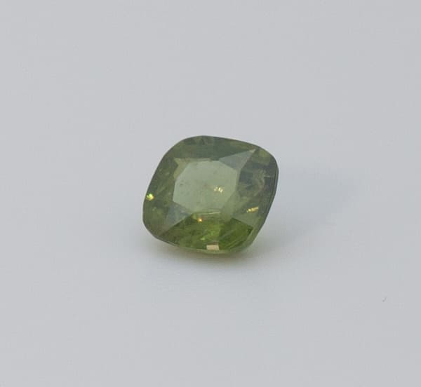 1.1ct Green Peridot SI1 Antique Cushion Shape (5.8x5.7x3.4 mm) Unheated gemstone from Sri Lanka