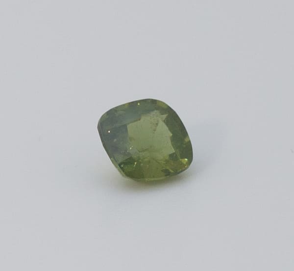 1.1ct Green Peridot SI1 Antique Cushion Shape (5.8x5.7x3.4 mm) Unheated gemstone from Sri Lanka