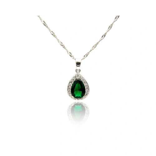 Silver Elegance Party Necklace in Dark Green