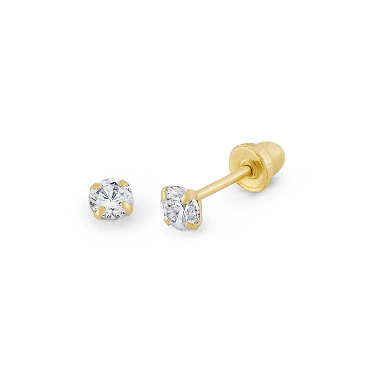 14K Gold Small Round CZ Stud Earrings (103SB)