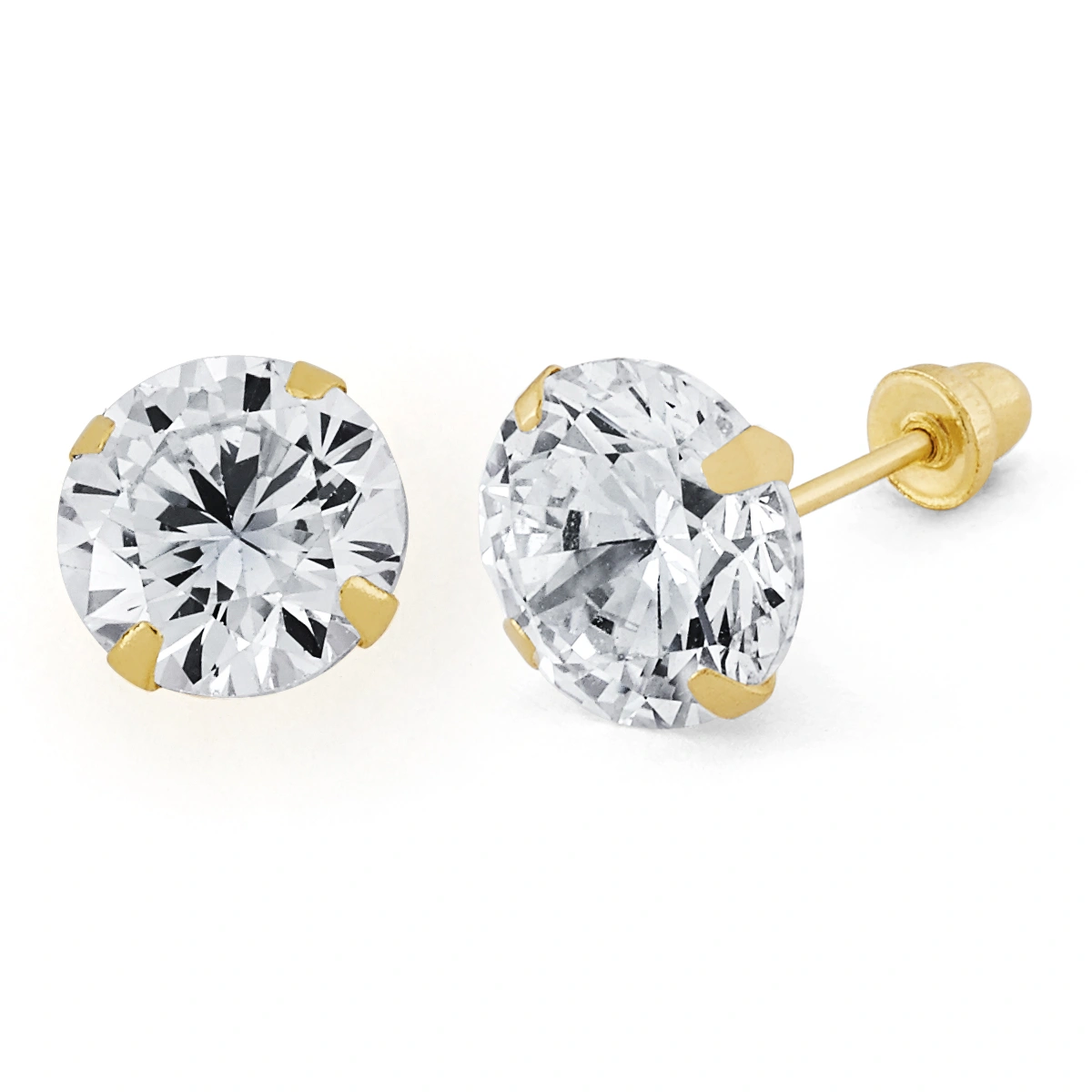 14K Gold Grand Round CZ Stud Earrings (108SB)