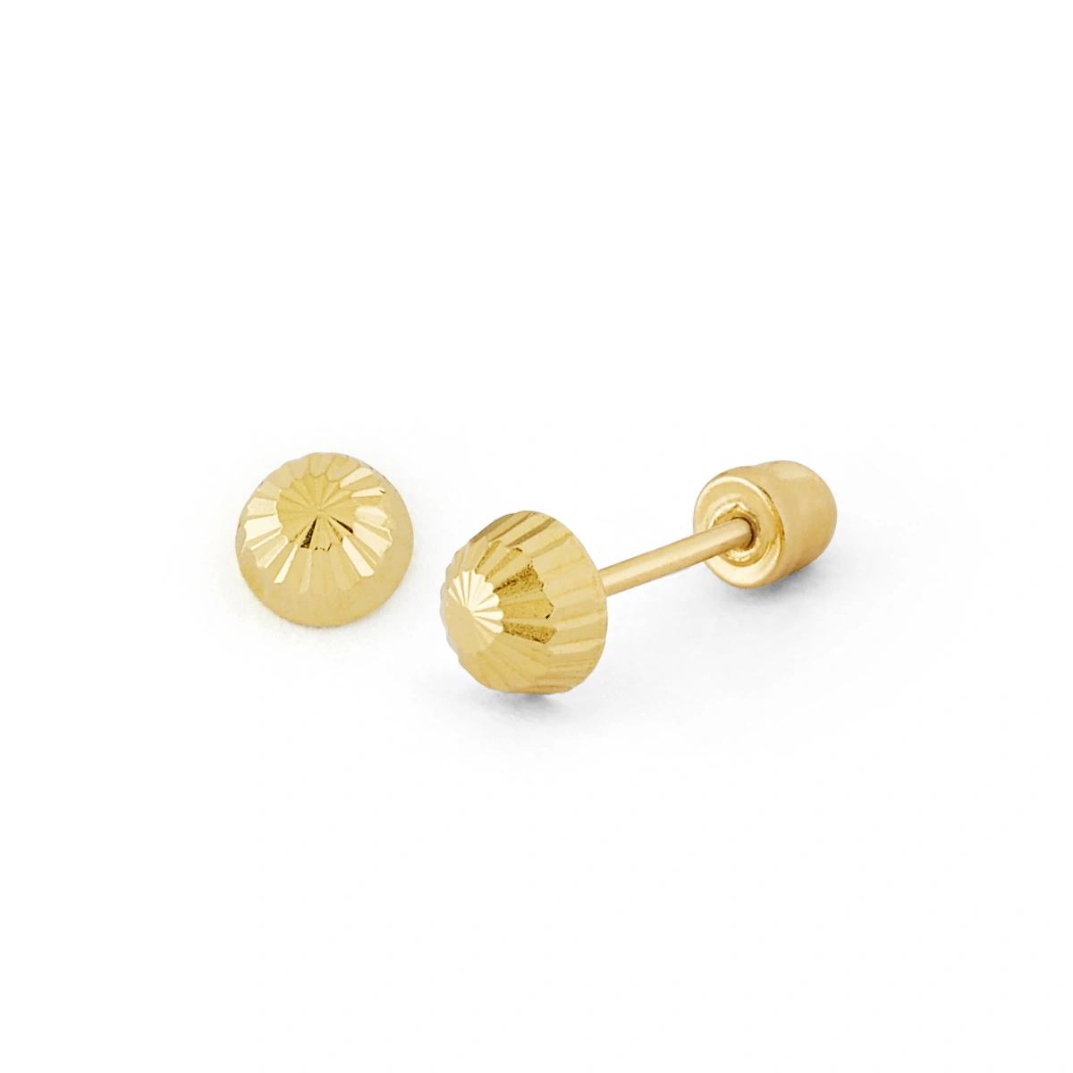 14K Gold Extra-Small Diamond-Cut Disc Stud Earrings (254SB)