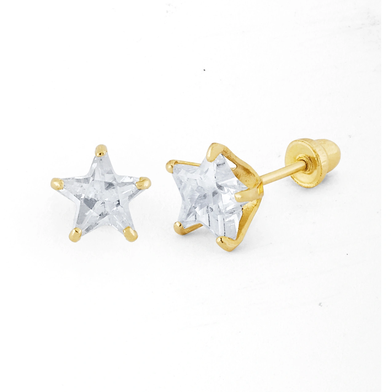 14K Gold Micro Star CZ Stud Earrings (1041LSB)
