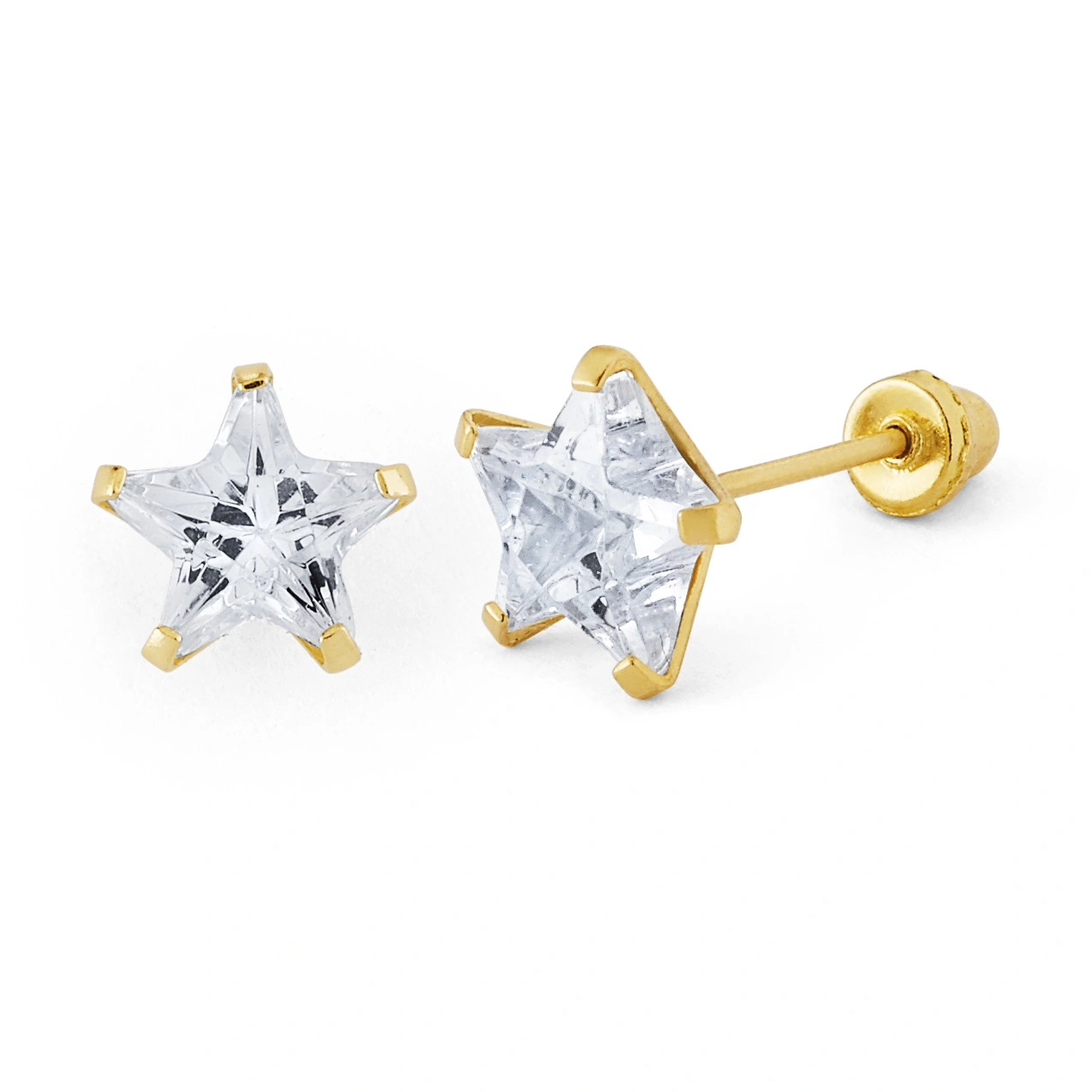 14K Gold Statement Star CZ Stud Earrings (1041L1SB)