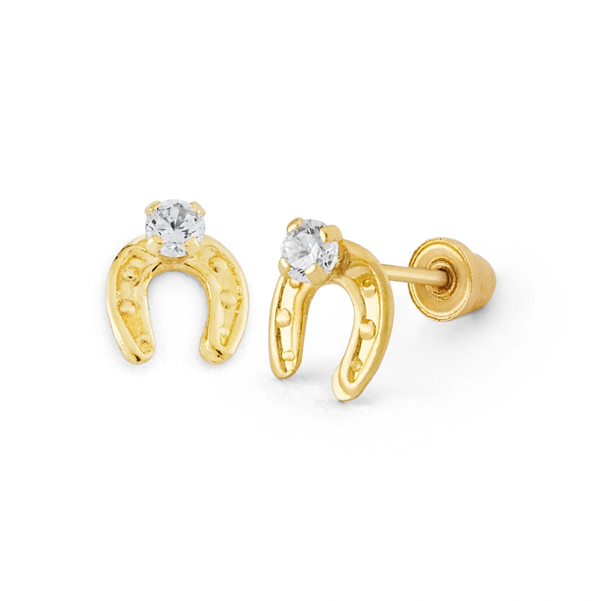 14K Gold Statement Horseshoe CZ Stud Earrings (1617SSB)