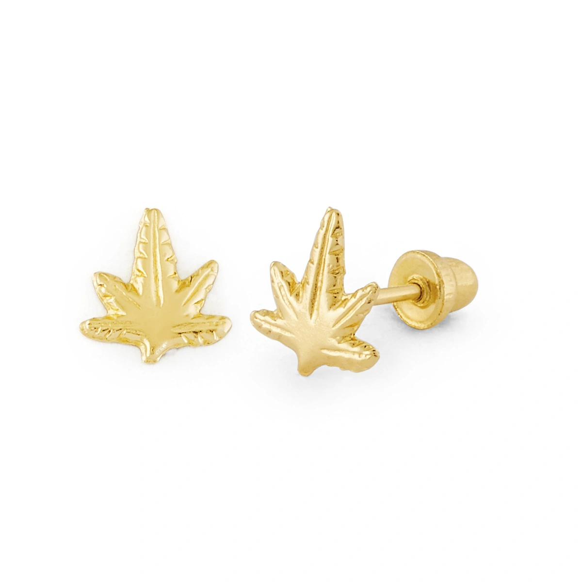 14K Gold Cannabis Leaf Stud Earrings (1754SB)
