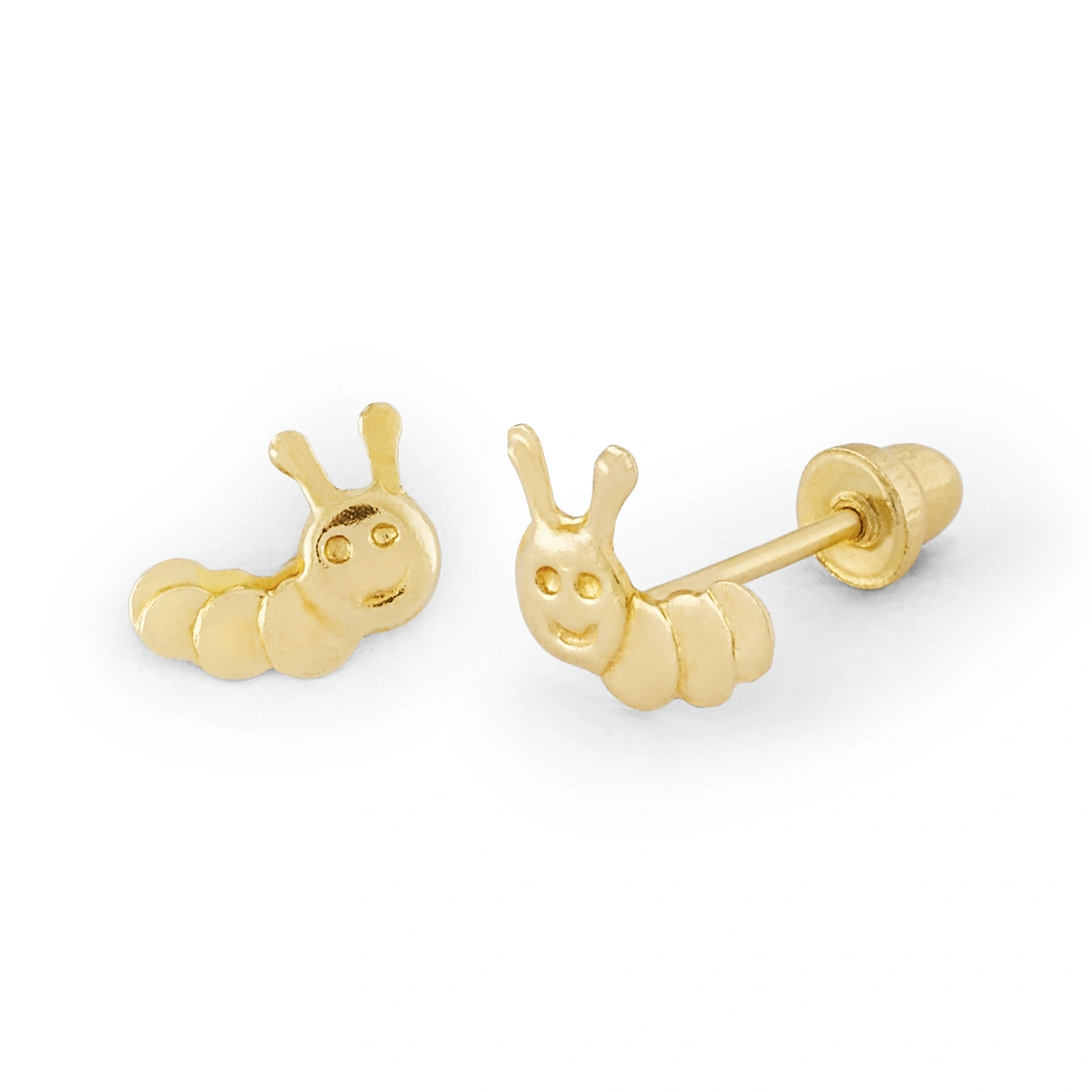 14K Gold Caterpillar Stud Earrings (1911SB)