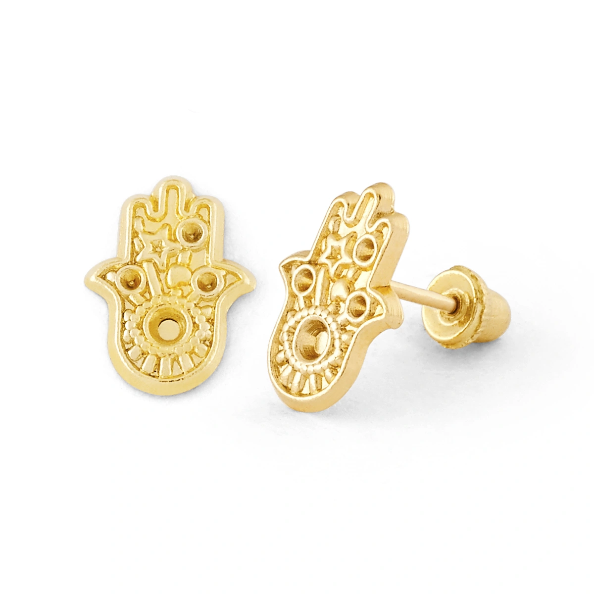 14K Gold Hamsa Hand Stud Earrings (1924SB)