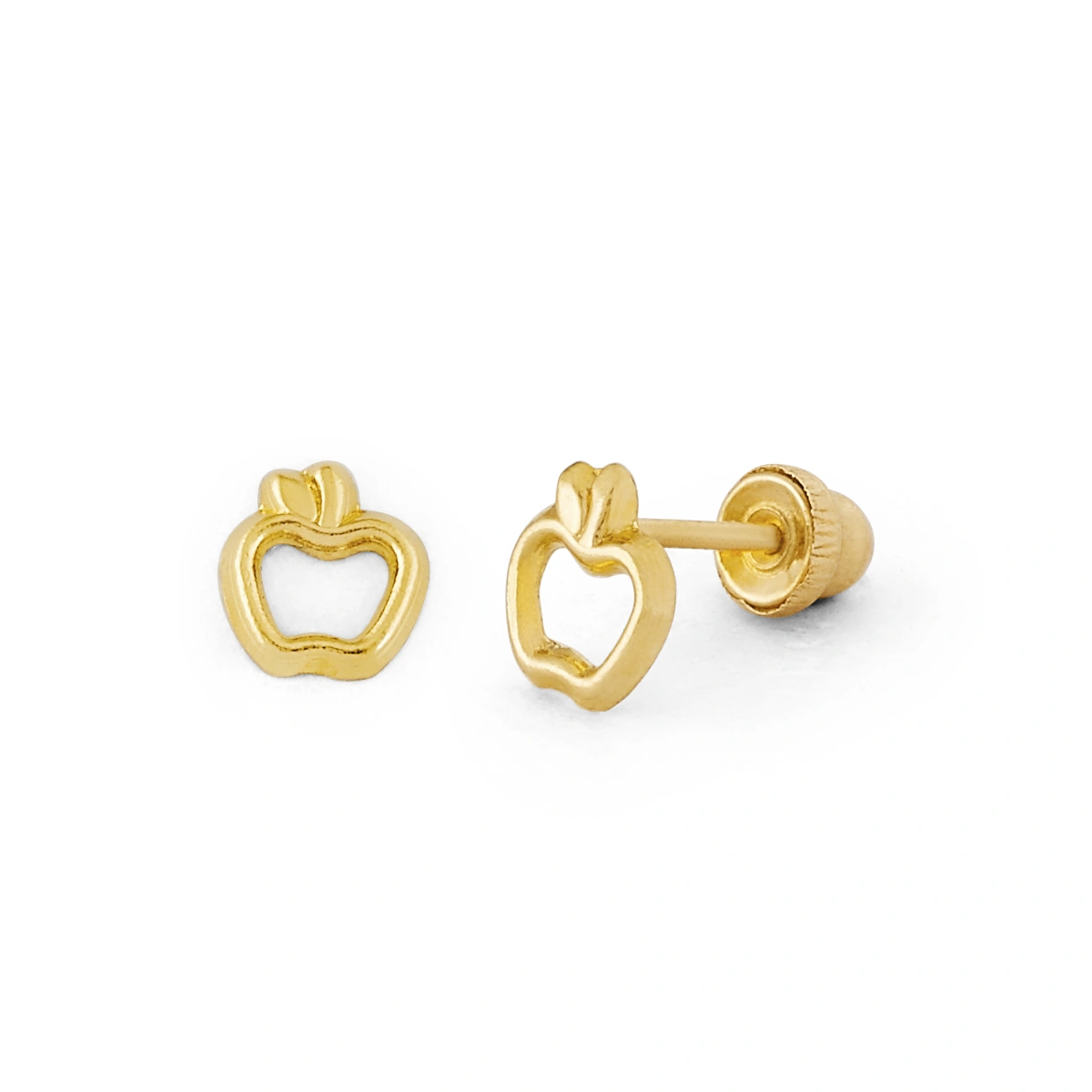 14K Gold Open Apple Stud Earrings (1951SB)