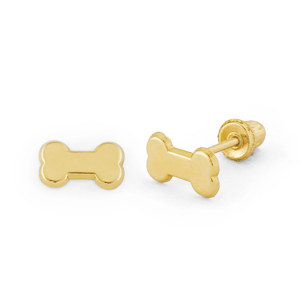 14K Gold Dog Bone Stud Earrings (1972SB)