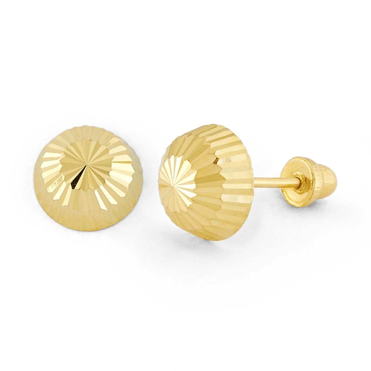 14K Gold Statement Diamond-Cut Disc Stud Earrings (258SB)