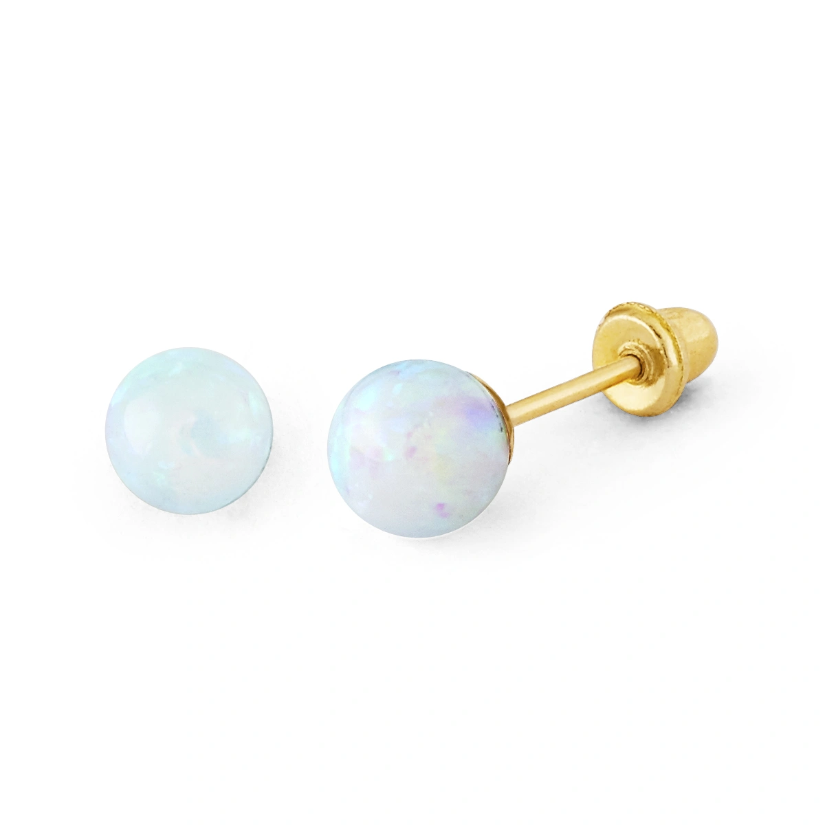 14K Gold Medium Opal Ball Stud Earrings (912MSB)