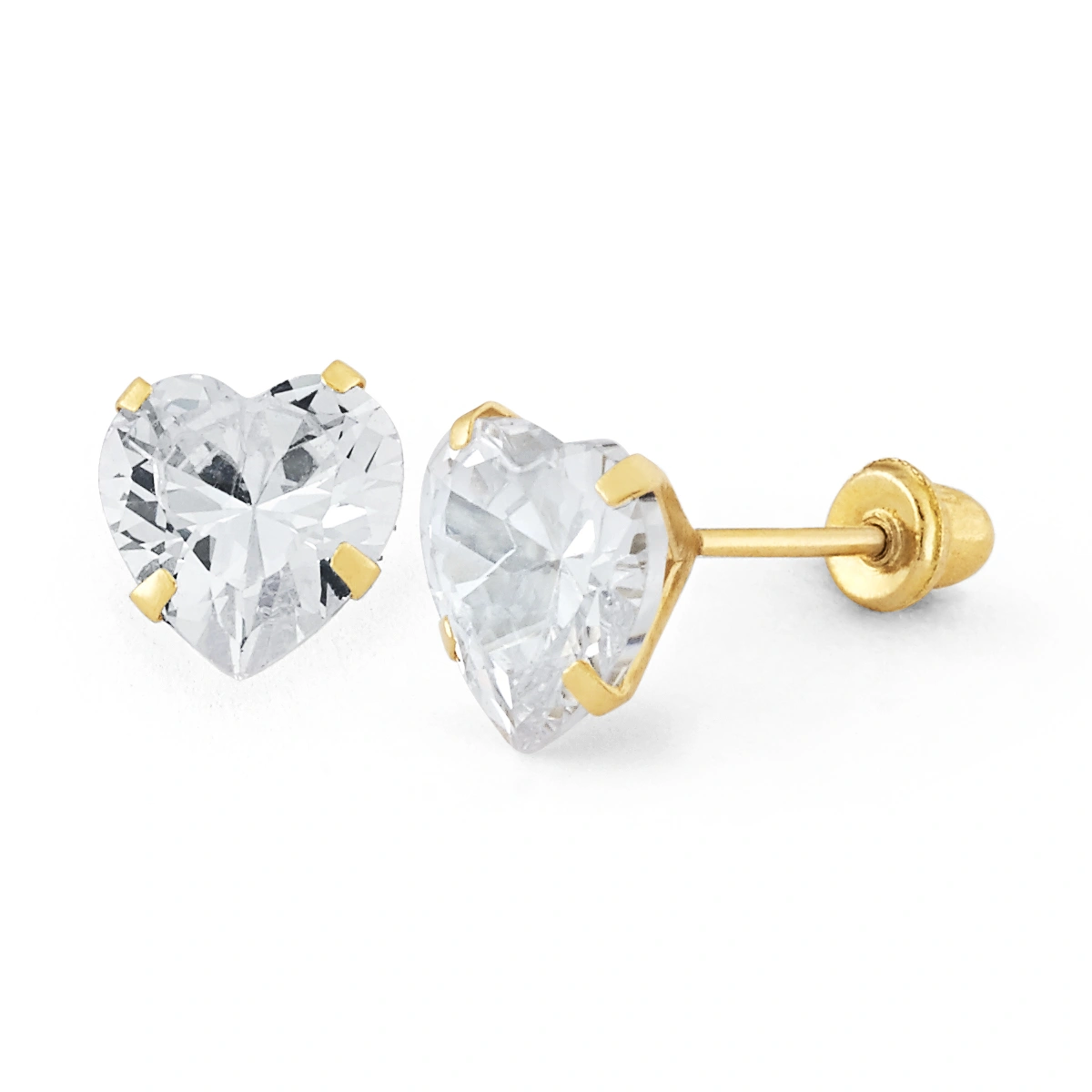 14K Gold Statement Heart-Cut CZ Stud Earrings (167SB)