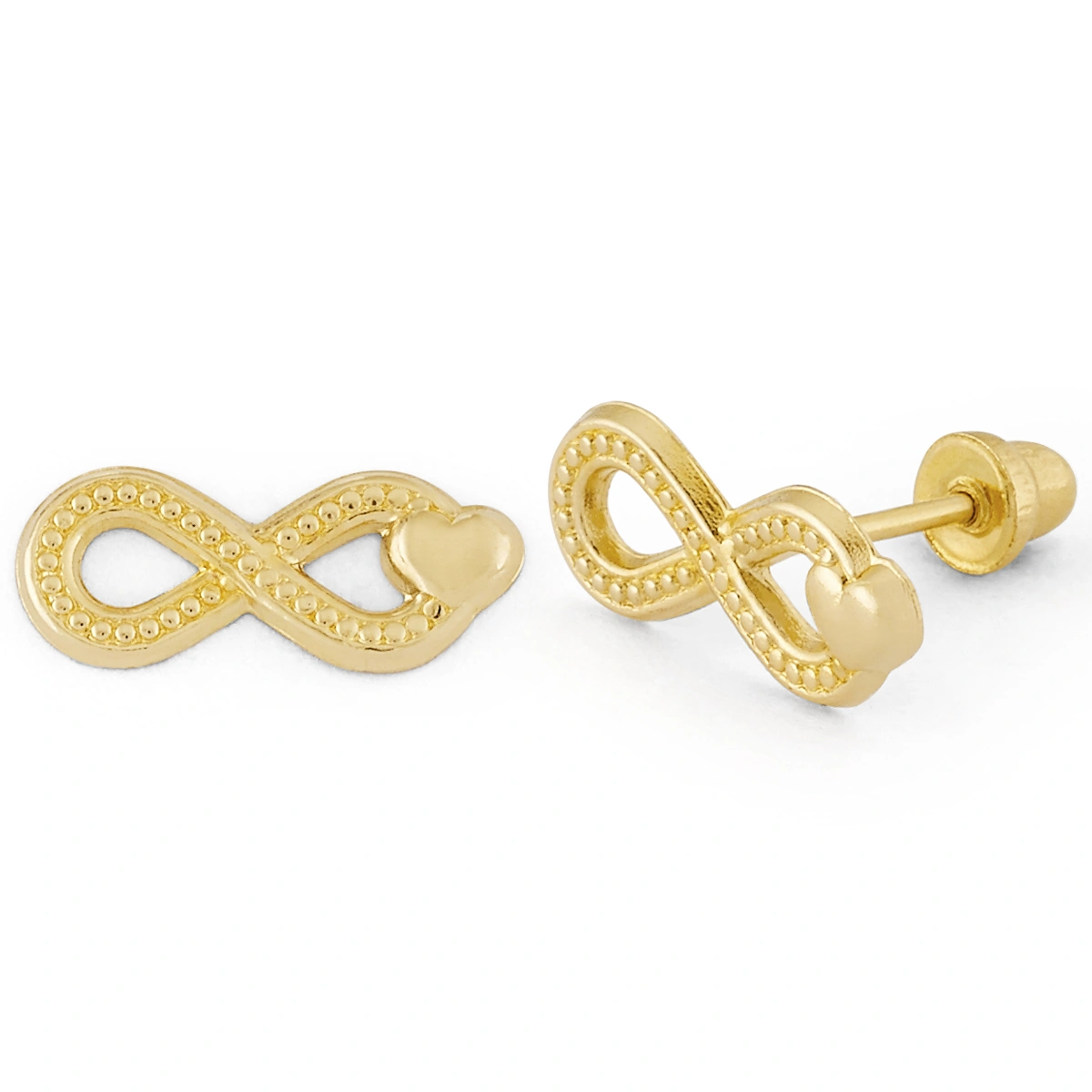 14K Gold Infinity Heart Stud Earrings (1849SB)