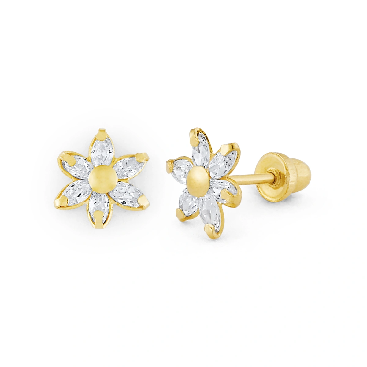 14K Gold Statement Marquise CZ Daisy Stud Earrings (405SSB)