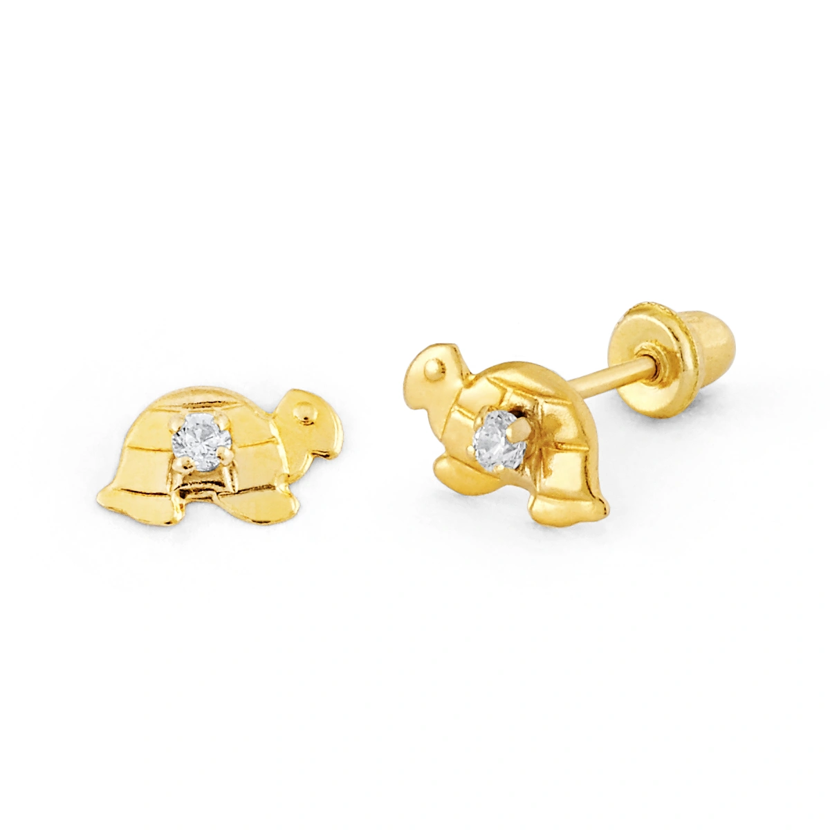 14K Gold Medium Turtle CZ Stud Earrings (1072SSB)
