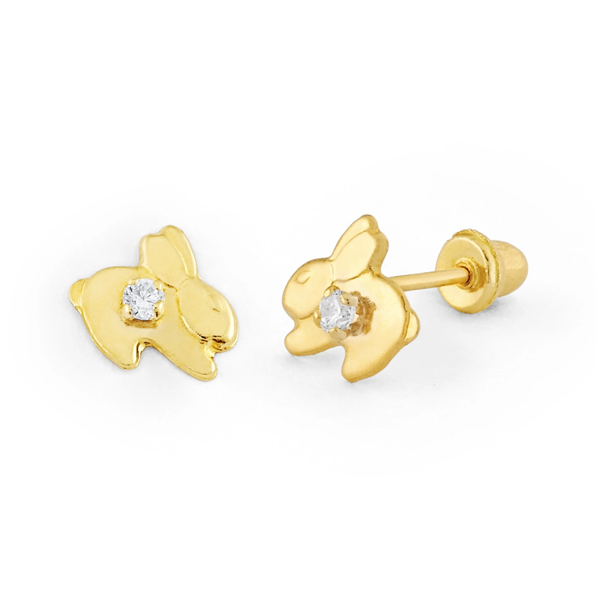 14K Gold Statement Rabbit CZ Stud Earrings (1075SSB)
