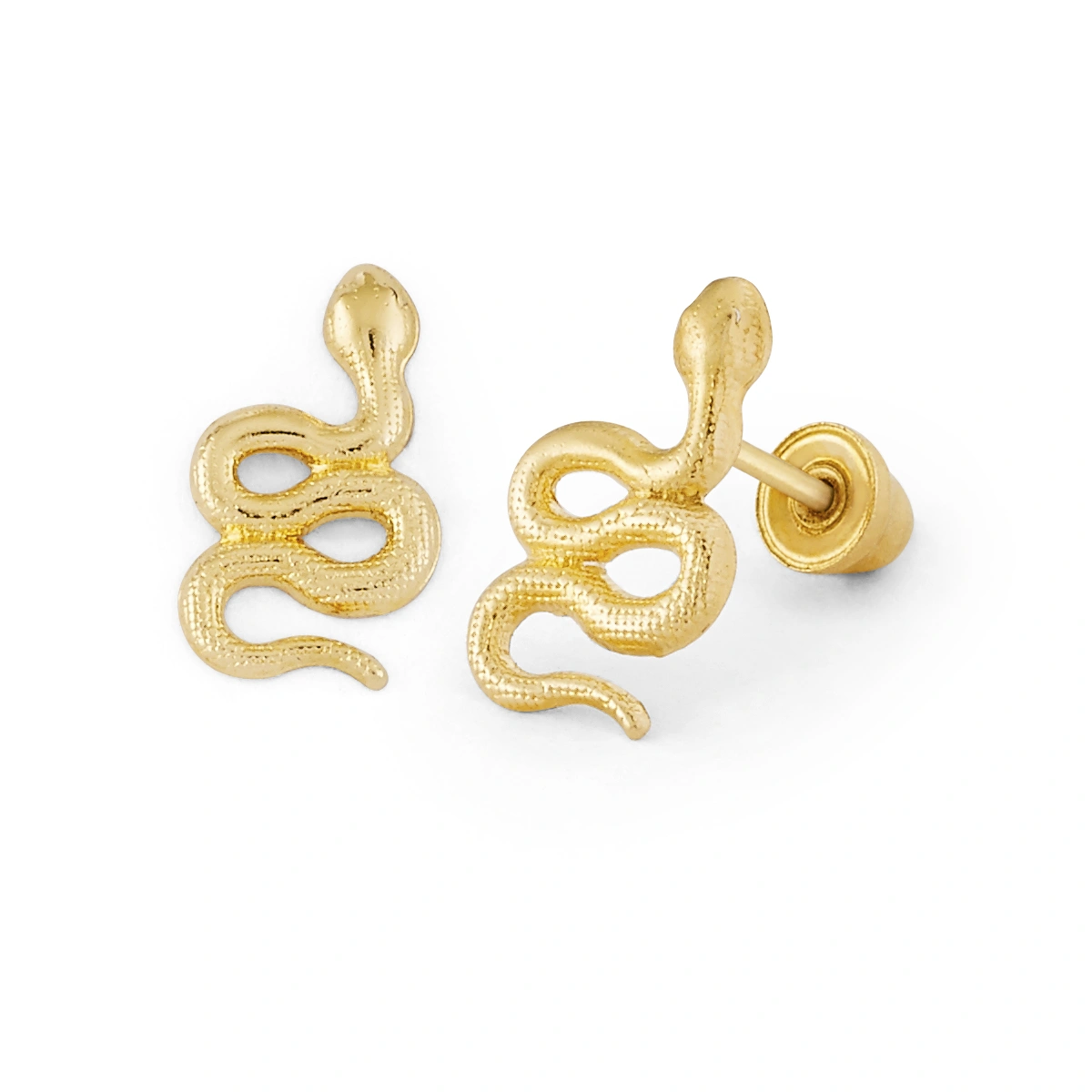 14K Gold Snake Stud Earrings (1837SB)