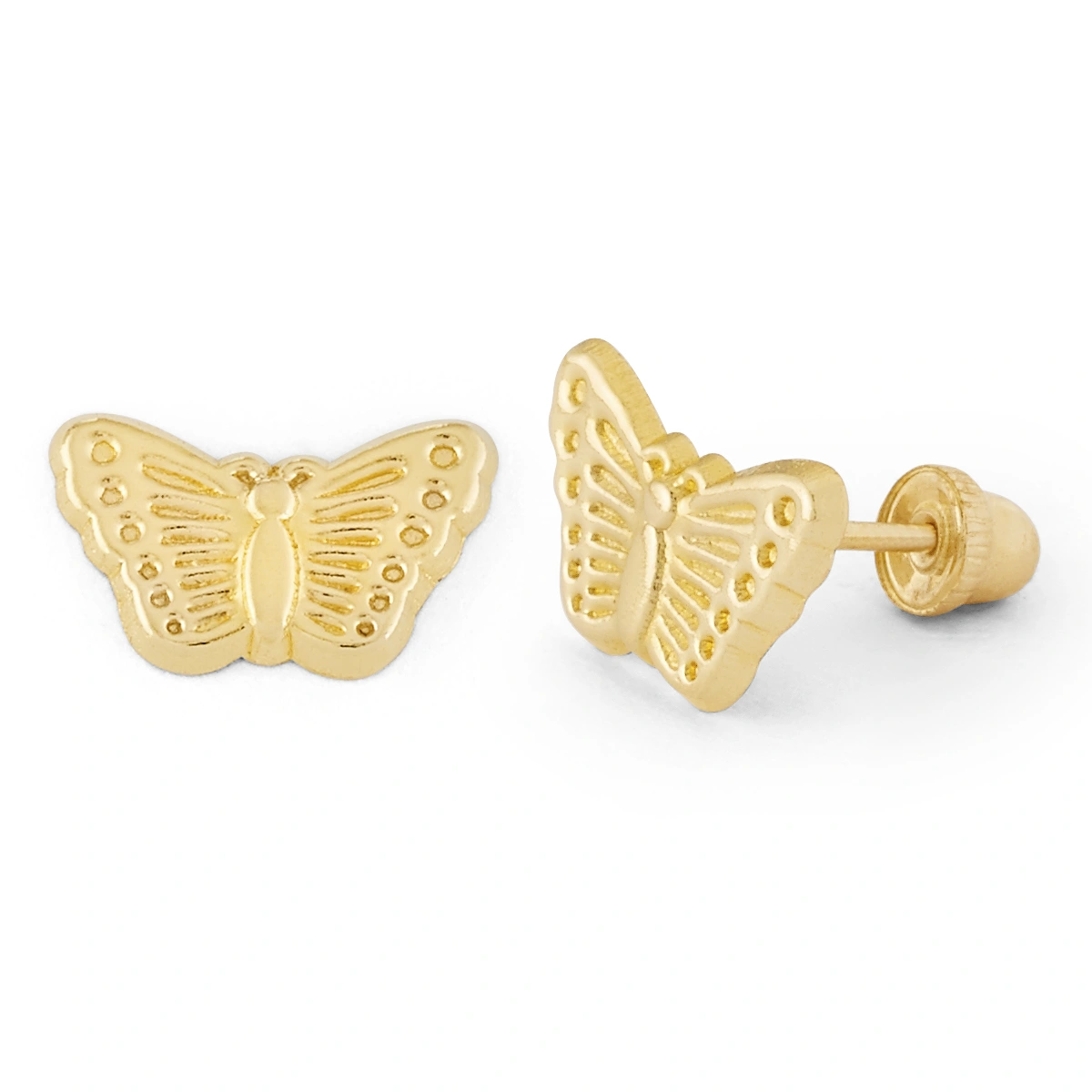 14K Gold Compact Butterfly Stud Earrings (1953LSB)