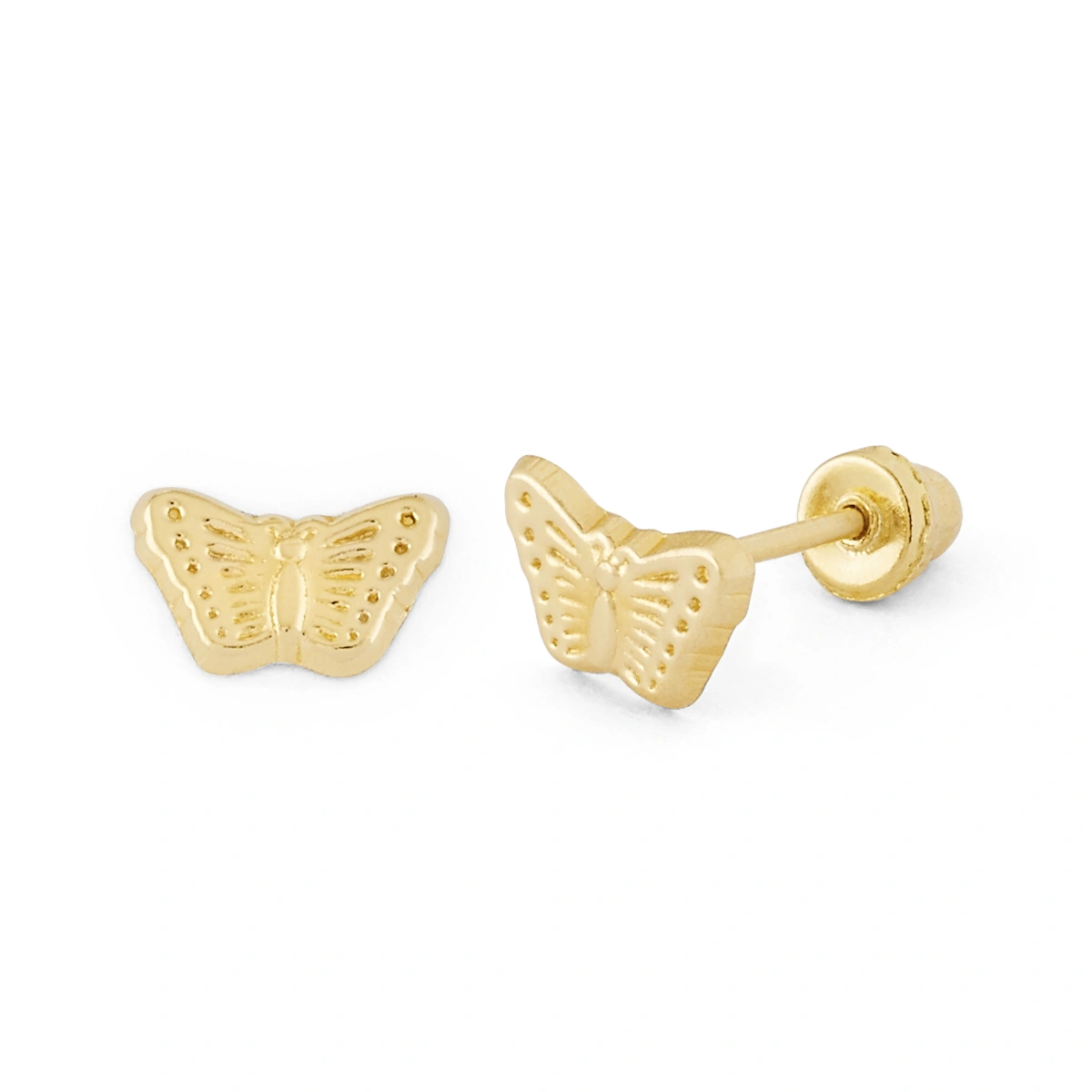 14K Gold Prominent Butterfly Stud Earrings (1953SB)