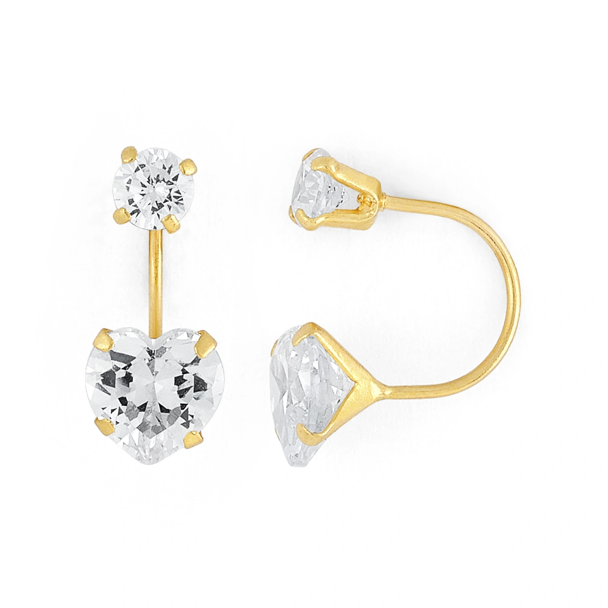 14K Gold Extra-Small Double Round CZ Telephone Earrings (1647LTEL)