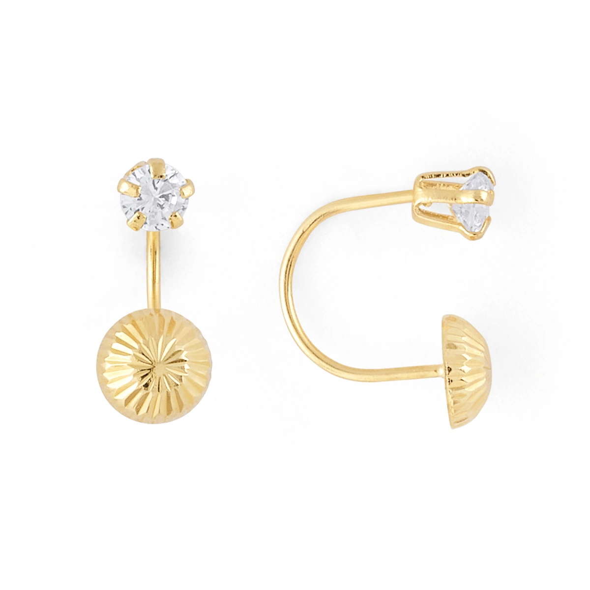 14K Gold Statement Diamond-Cut Disc Telephone Earrings (314TEL)