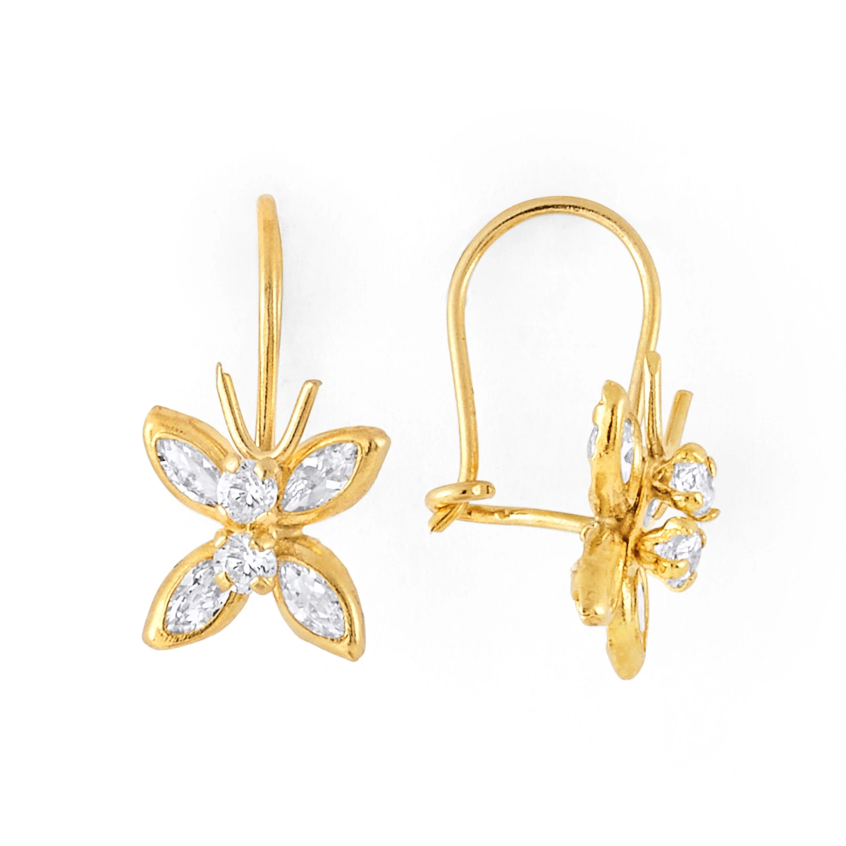 14K Gold Butterfly CZ Wire Earrings (927WB)