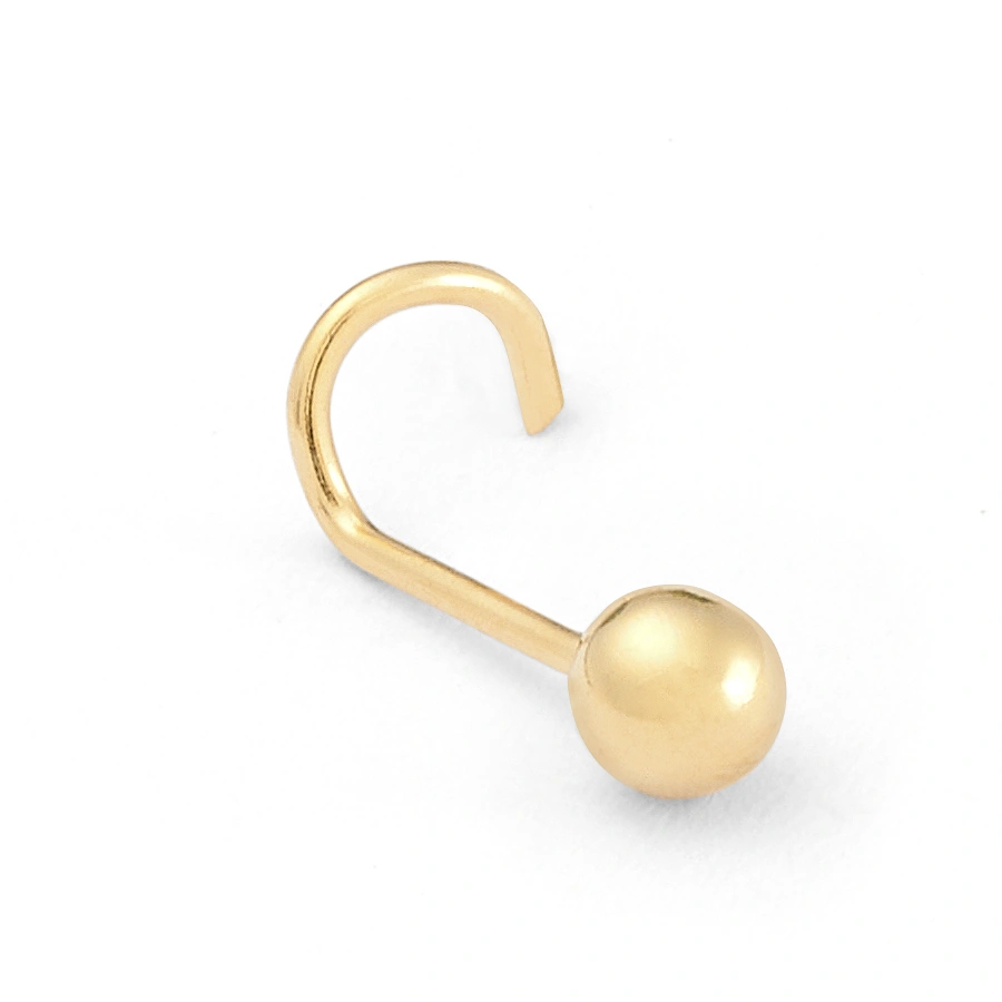 14K Gold Medium Polished Ball Nose Stud (1135LNR)