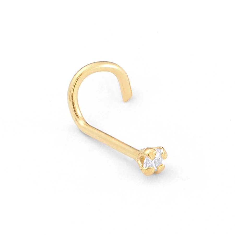 14K Gold Classic Prong-Set CZ Nose Stud (1137SNR)