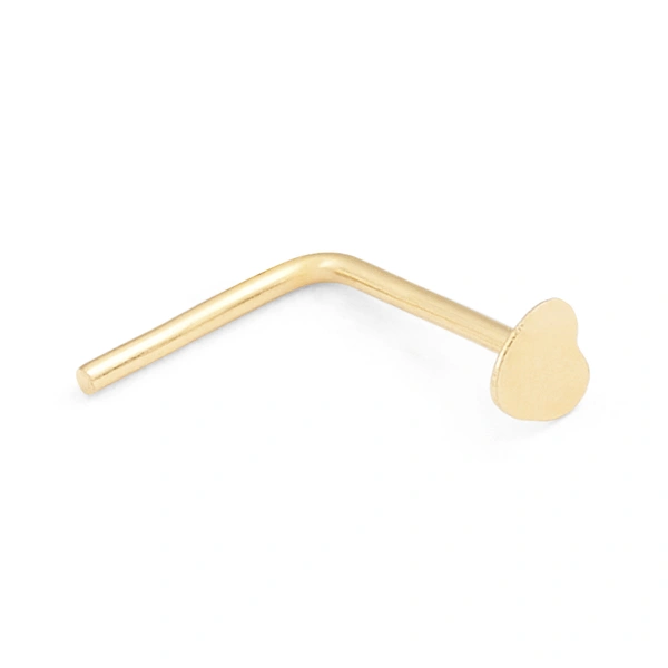 14K Gold Statement Heart Nose Stud (1140NR)