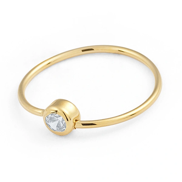 14K Gold Micro Bezel CZ Nose Hoop (1203NR)
