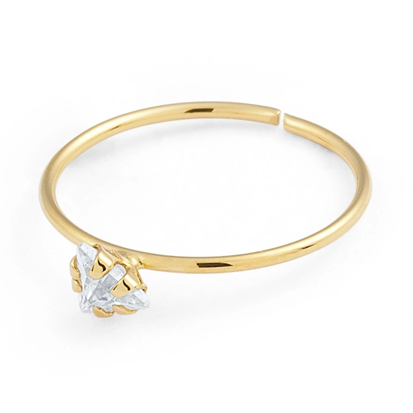 14K Gold Statement Prong-Set CZ Nose Hoop (1205NR)