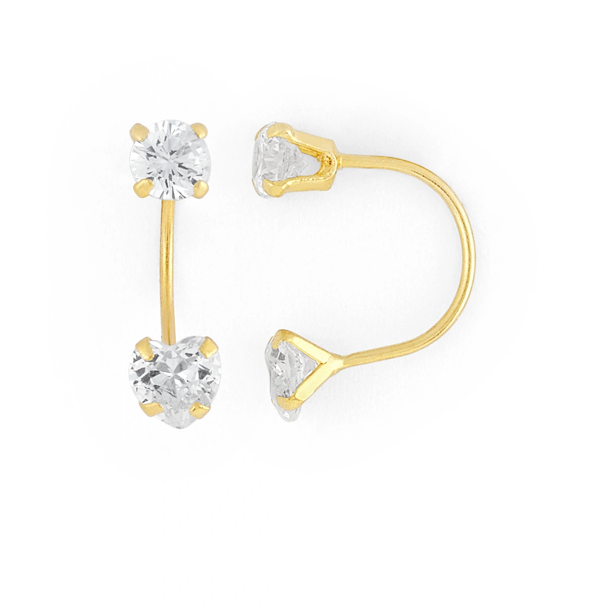 Aretes de teléfono de oro de 14K clásico doble redondo de circonita (1647STEL)