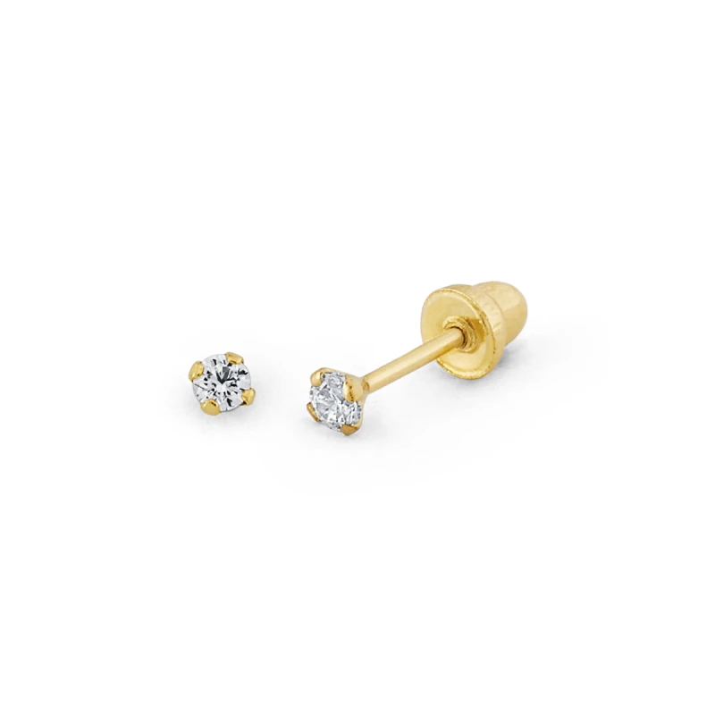 14K Gold Extra-Small Round CZ Stud Earrings (102SB)
