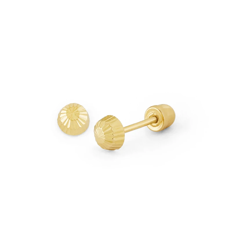 14K Gold Micro Diamond-Cut Disc Stud Earrings (253SB)
