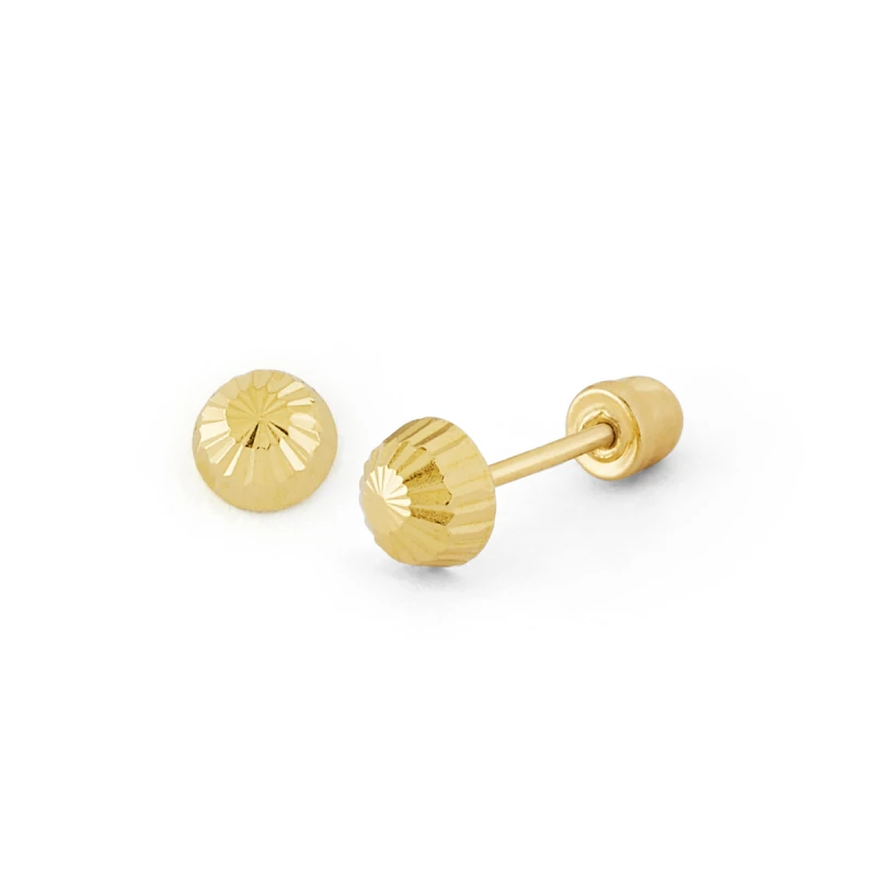 14K Gold Extra-Small Diamond-Cut Disc Stud Earrings (254SB)
