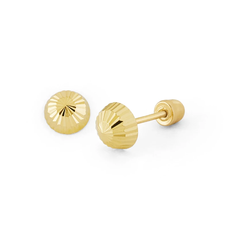 14K Gold Mid-Size Diamond-Cut Disc Stud Earrings (255SB)