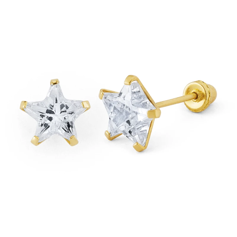 14K Gold Statement Star CZ Stud Earrings (1041L1SB)