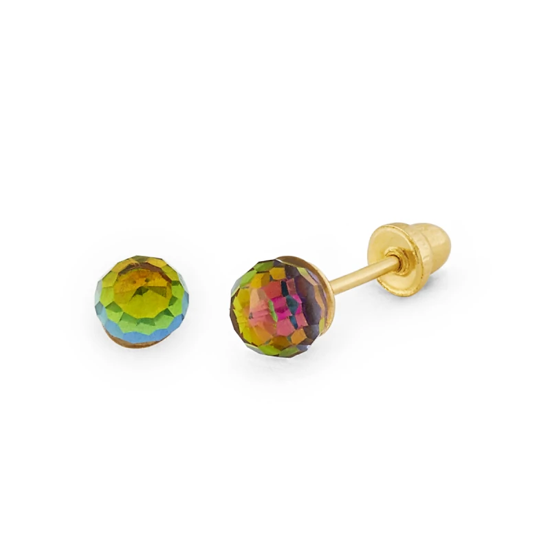 14K Gold Statement Rainbow Round-Cut CZ Stud Earrings (1178SSB)
