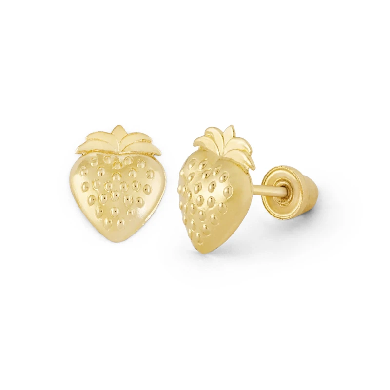 14K Gold Strawberry Stud Earrings (1853SB)