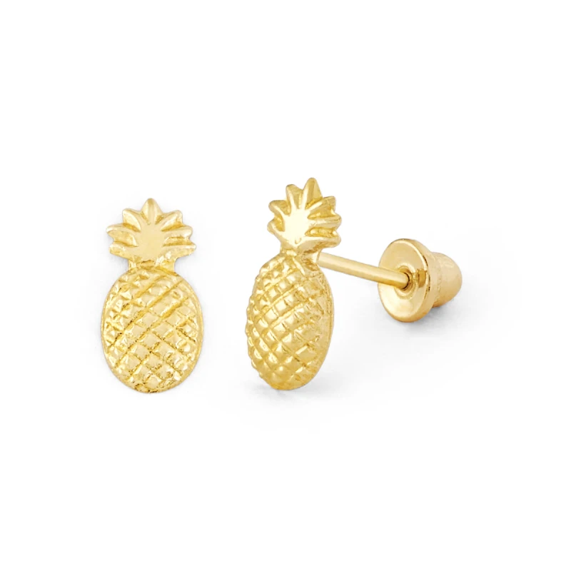 14K Gold Pineapple Stud Earrings (1993SB)