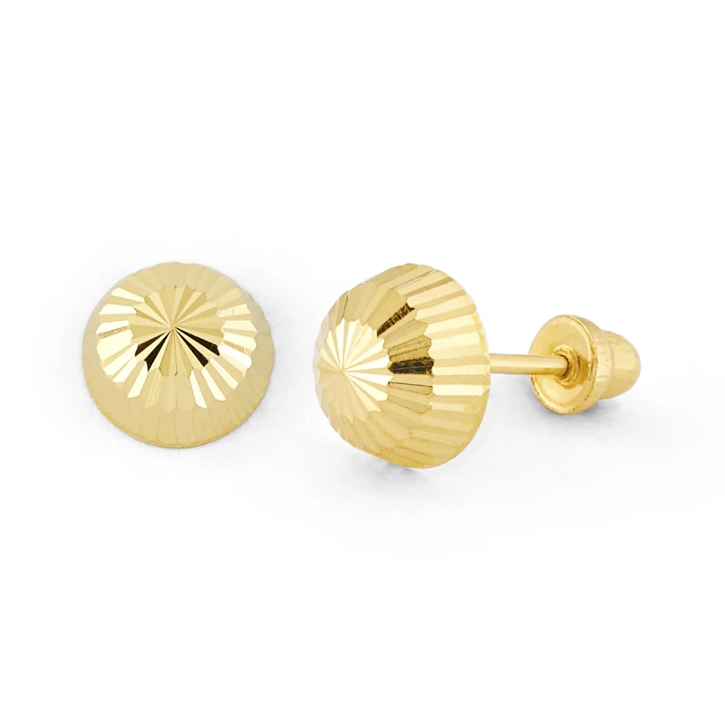 14K Gold Extra-Large Diamond-Cut Disc Stud Earrings (257SB)