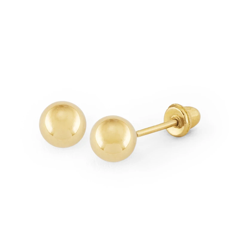14K Gold Compact Polished Ball Stud Earrings (235SB)