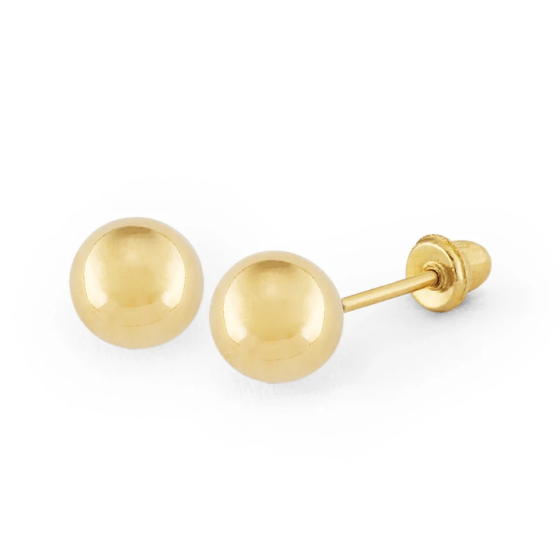 14K Gold Medium Polished Ball Stud Earrings (236SB)