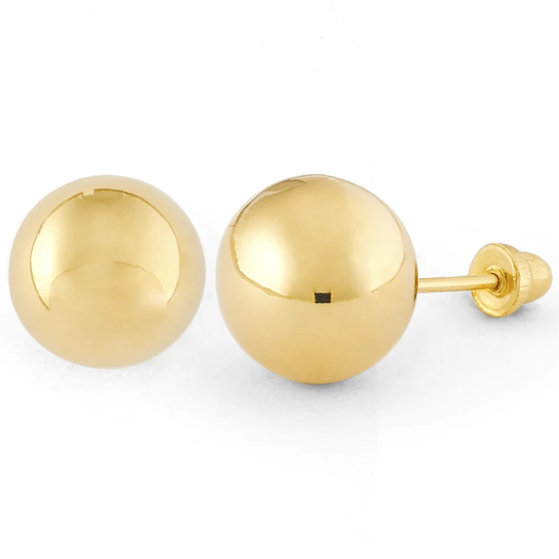 14K Gold Statement Polished Ball Stud Earrings (239SB)
