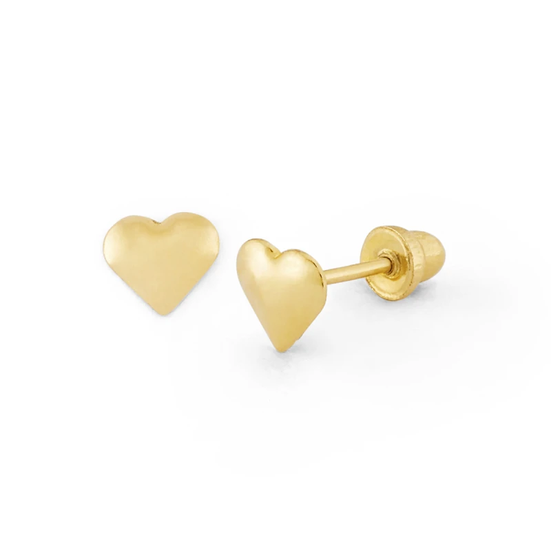 14K Gold Polished Heart Stud Earrings (1781SB)