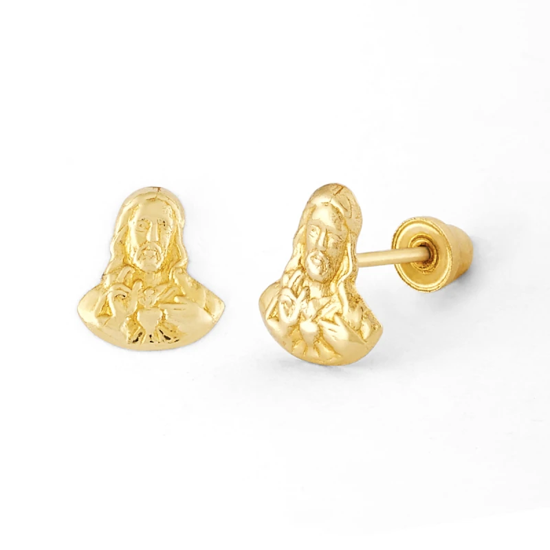 14K Gold Large Open Heart CZ Stud Earrings (1954SB)