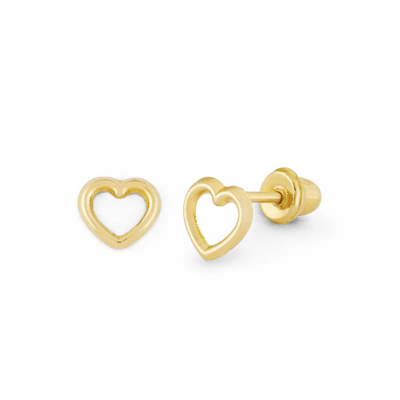 14K Gold Double Open Heart Stud Earrings (1974SB)