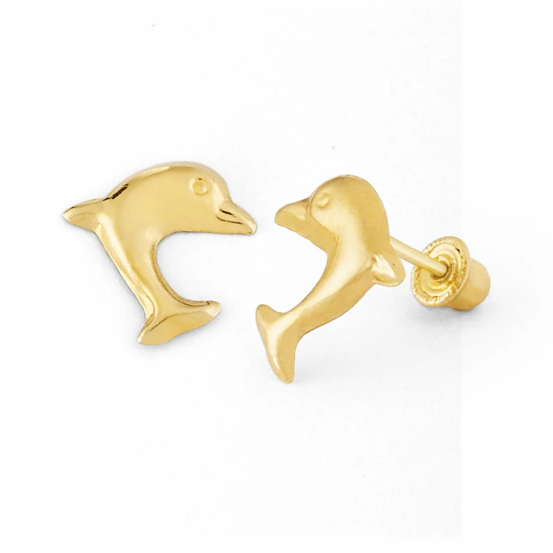14K Gold Dolphin Stud Earrings (1027SB)