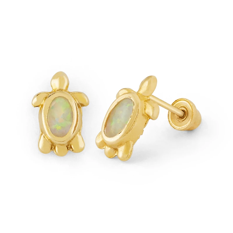 14K Gold Opal Turtle Stud Earrings (1633SB)